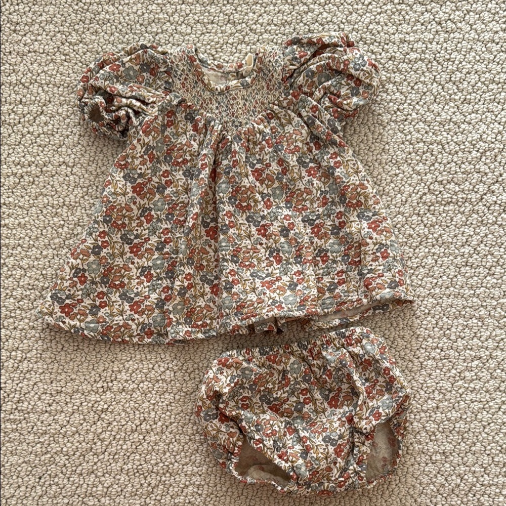 Quincy Mae Floral Diaper Cover Set - Brown and Cream